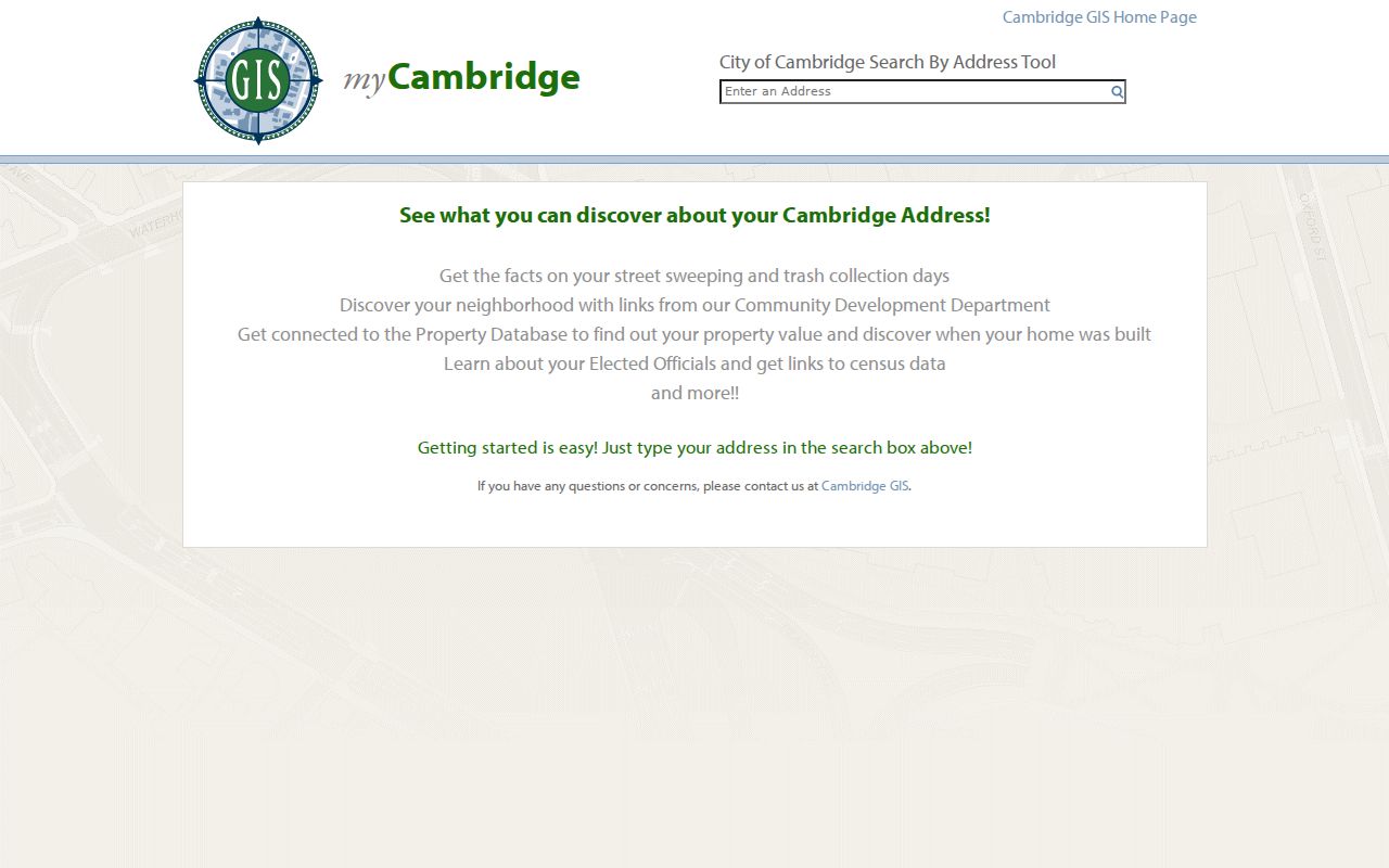 Cambridge residents directory myCambridge address lookup panels
