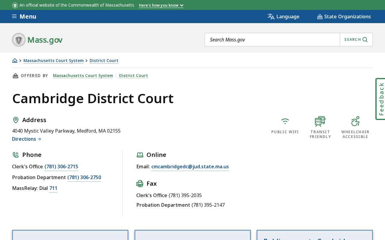 Cambridge resident lookup Cambridge District Court location record